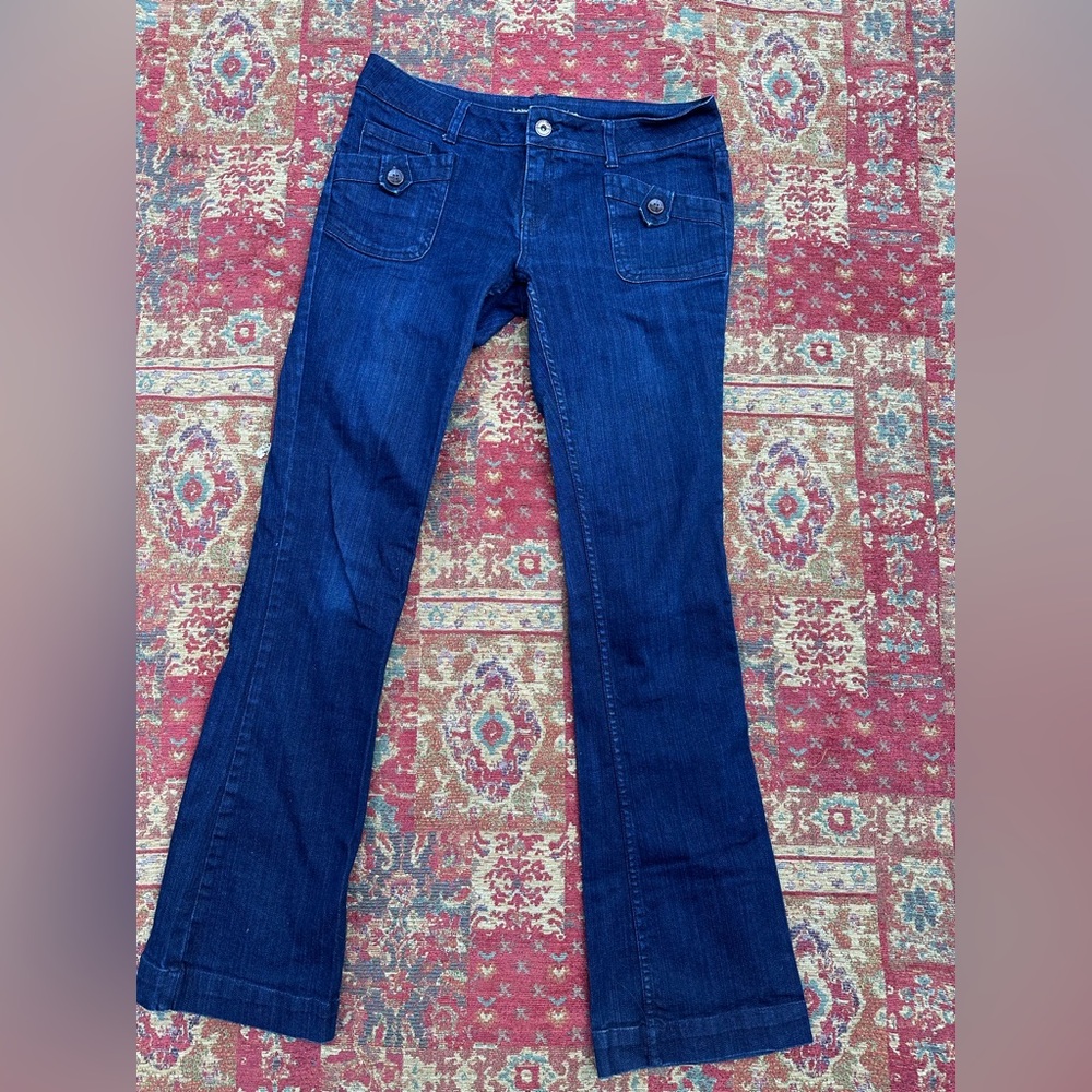 Element Y2K Dark Denim Ultra low rise flares